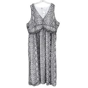 Leith Gray Snakeskin Print Sleeveless Maxi Dress Sz 3X